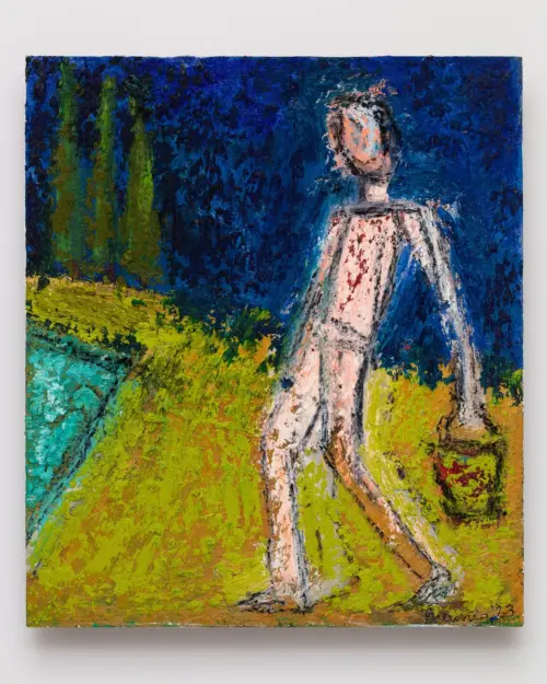 "Uphill Path" Oil stick on board, 20 x 18", 2023, Photo by Wes Magyar